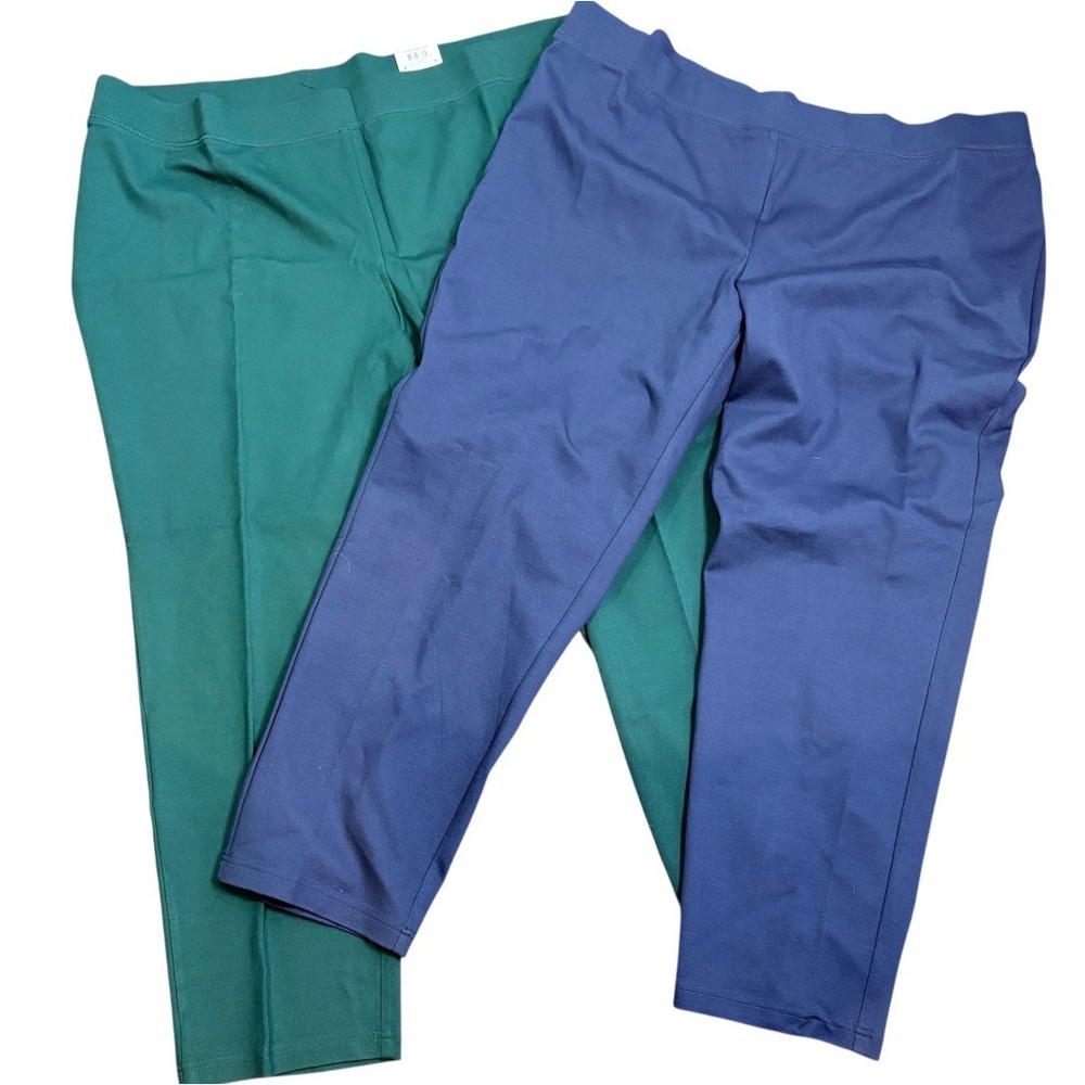 INC Skinny Leg Pants Women 28W Green Blue Ponte Stretch Bundle 2pk